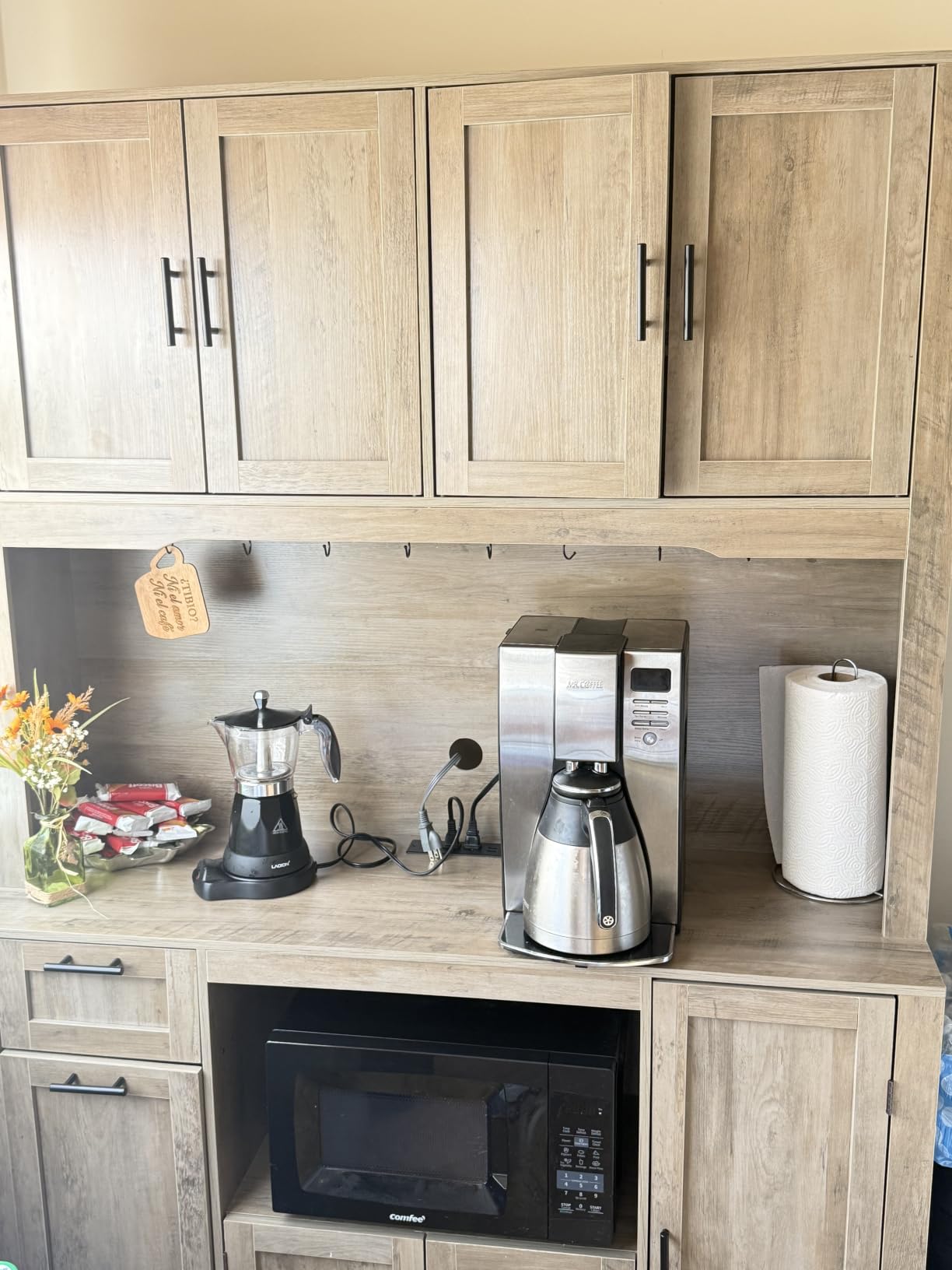 Itaar Narrow Kitchen Pantry Cabinet with 3 Door Shelves & 3 Drawer, White customer photo 1
