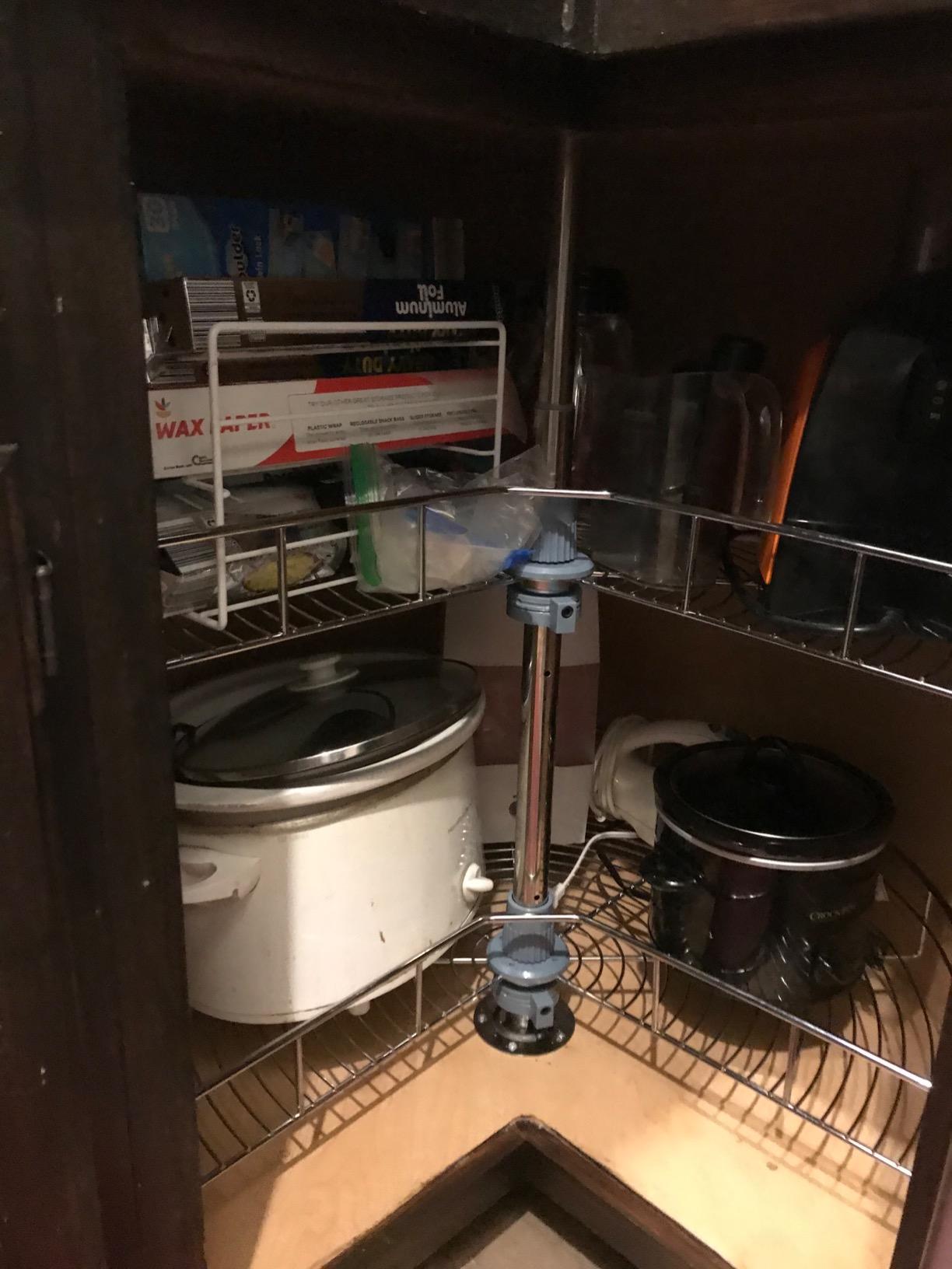 Dowell Base Cabinet Kidney Shape Dia.28 270° Lazy Susan, 2 Shelves, Kitchen Base Corner Cabinet Organizer (Chrome 4001 270 28) customer photo 2
