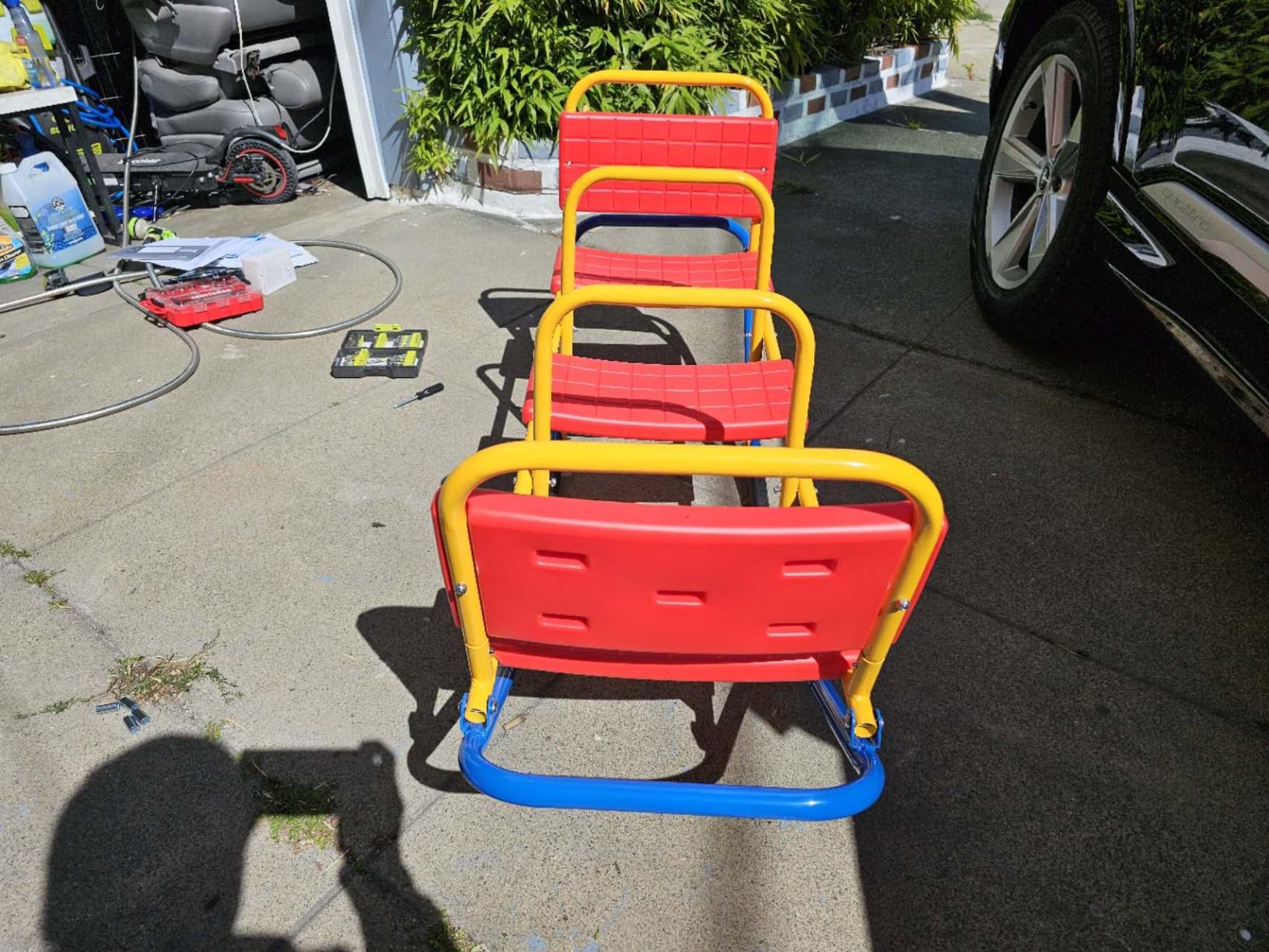Costzon Teeter Totter Seesaw for Kids Outdoor, 2 in 1 Metal Rocking Seesaw for Toddlers with Easy-Grip Handles, Indoor Outdoor Rocker Toy Gifts for Ages 2-5, 1-3 Person Home Preschool Backyard See Saw customer photo 1