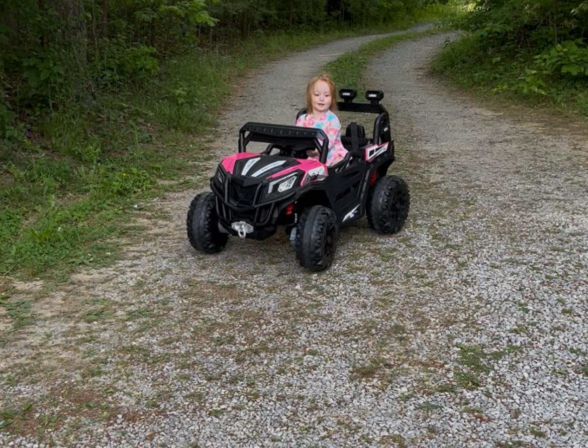 ANPABO 24V Ride On Toys for Kids w/Remote Control, 4WD/2WD Switchable White customer photo 1