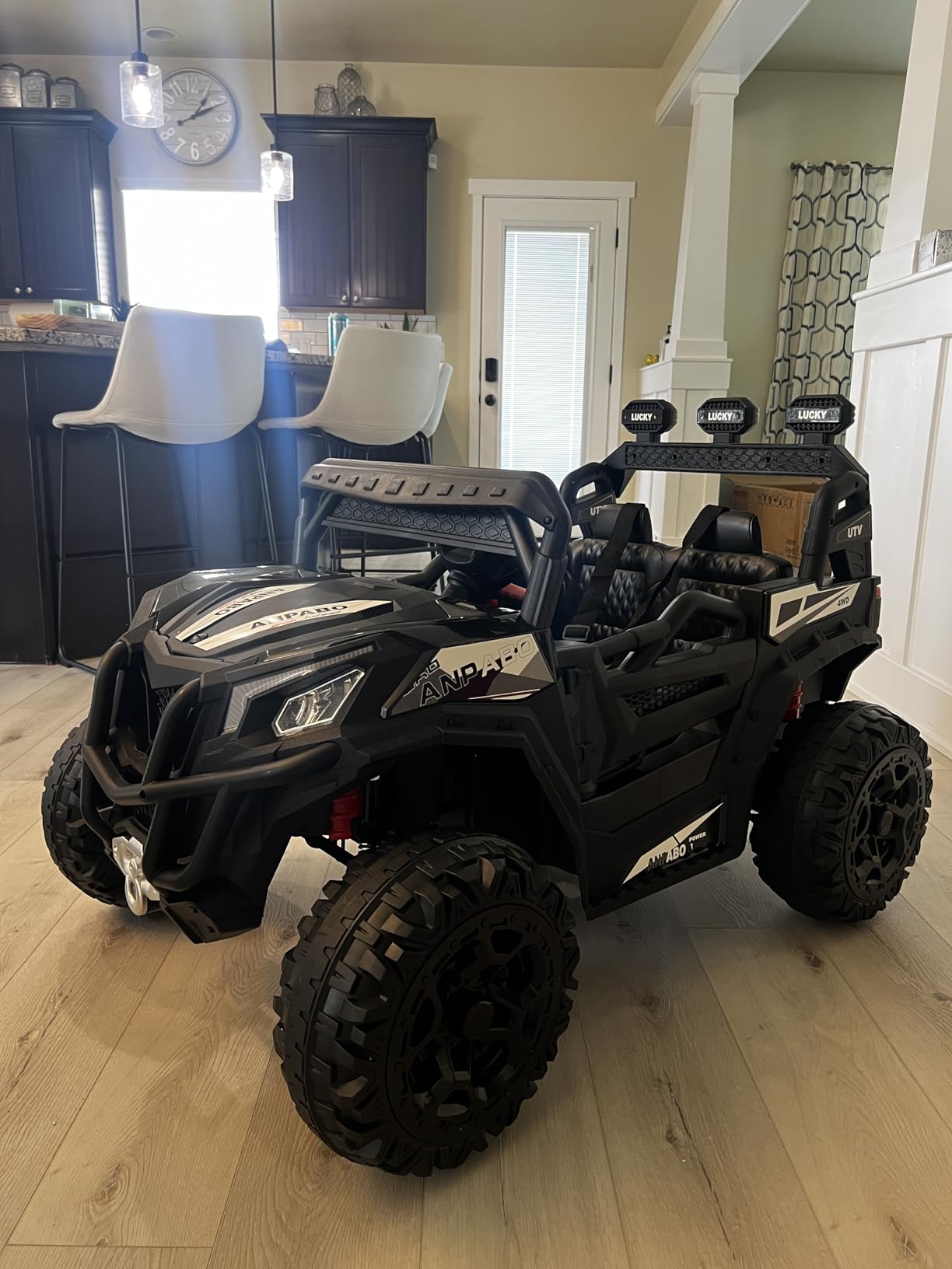 ANPABO 24V Ride On Toys for Kids w/Remote Control, 4WD/2WD Switchable White customer photo 2
