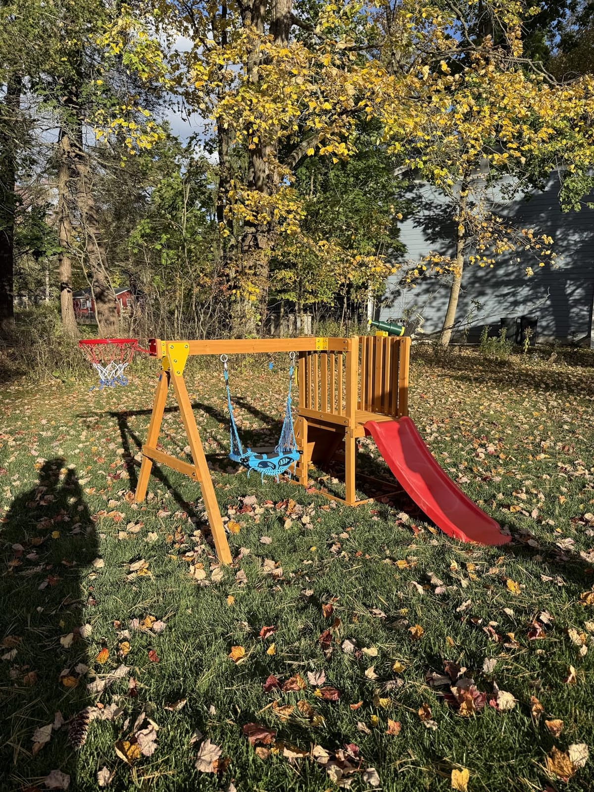 Kids Swing Sets for Backyard, Wooden Playground Sets for Ages 3-6 customer photo 2