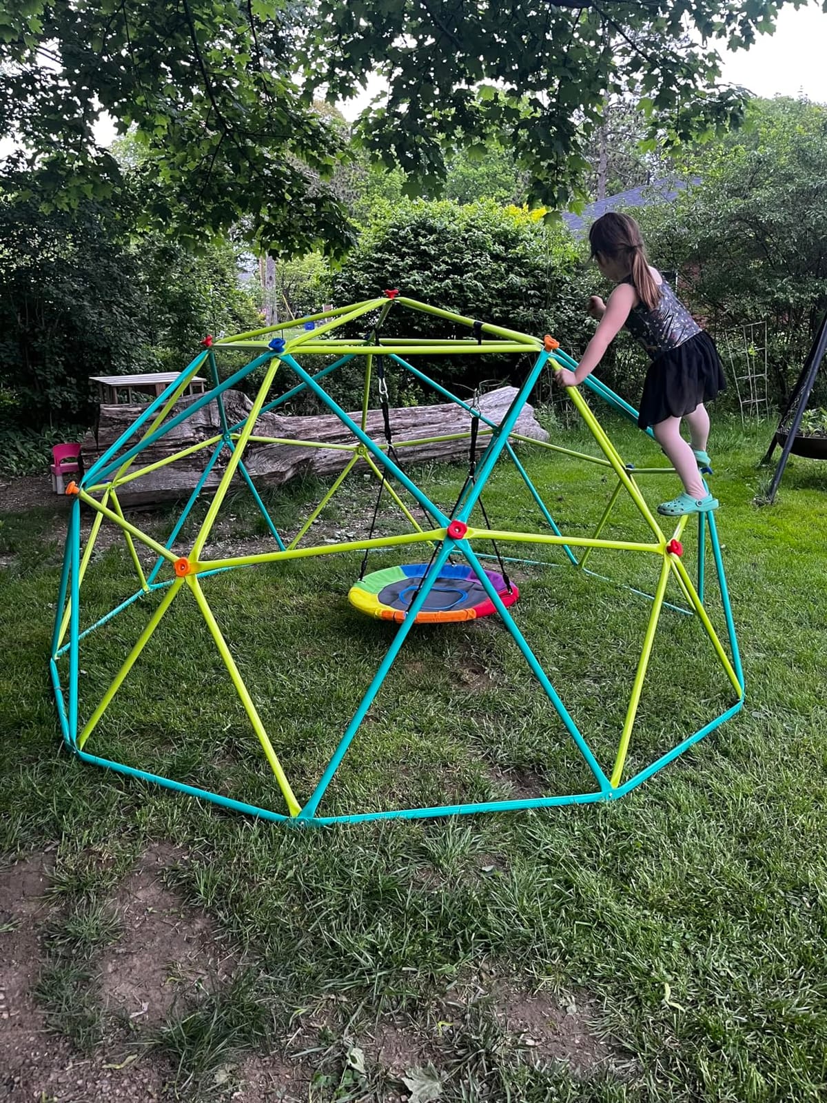 Hapfan 10 ft Climbing Dome Swing Set with Saucer Swing for Kids 3-12 customer photo 2
