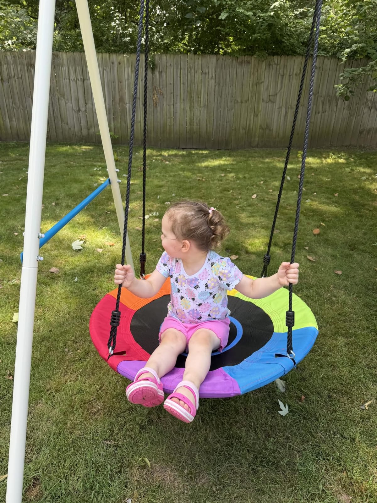 Trekassy Swing Sets for Backyard,440lbs A-Frame with Saucer & Toddler Swing customer photo 2